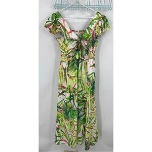 Taylor Tropical Leaf Print Maxi Dress